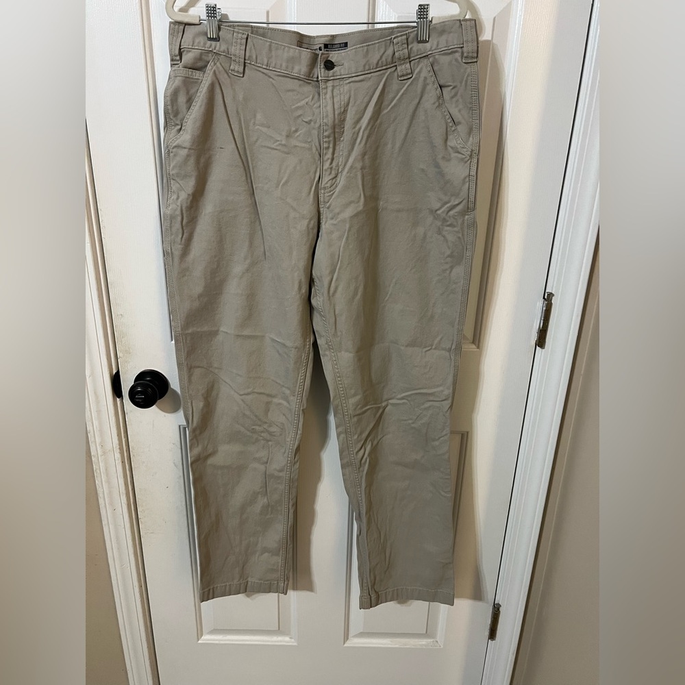 Carhartt Men’s 38x32 Beige Khaki Chino Work Pants Durable Craftsman Everyday